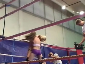 Lesbian amateur pussylicking after wrestling