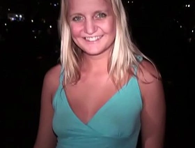 Blonde teen girl intervew for public orgy part 1