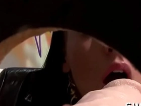 Horny slut gets hairless vagina banged and slimed at gloryhole