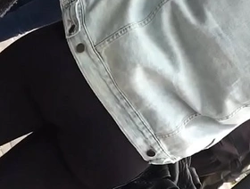 Tight teen ass filmed by horny voyeur