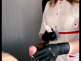 The client couldn't take it anymore and cum vigorously during the procedure with english subtitles