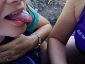 Polyamory video 78 mountain walk with double blowjob